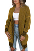 Plaid Knitted Long Open Front Cardigan